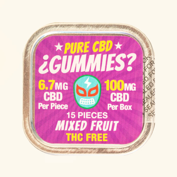 A tin of Cbd Cannabis gummies, 15 pieces 6.7mg each for 100mg total